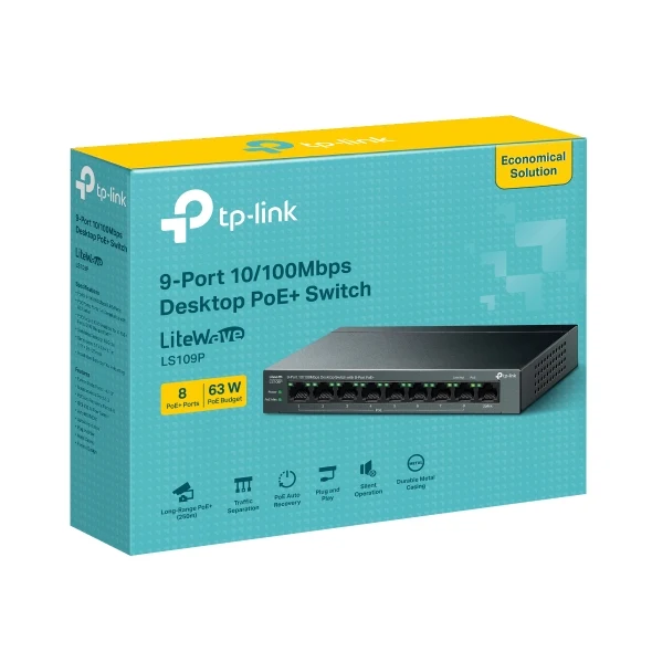 TP-Link LS109P 10/100 Mbps PoE+ Desktop Switch